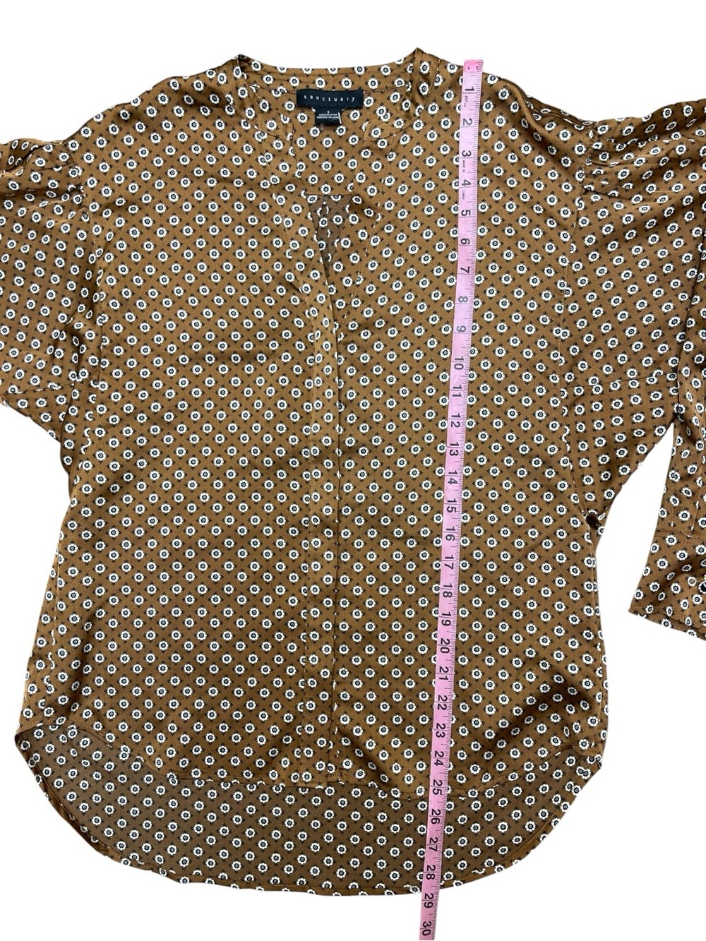 Sanctuary Relaxed Modern Blouse Brown Floral Hidden Button Top Size Small - Picture 5 of 9